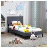$138 Twin Size Upholstered Platform Bed with Butto