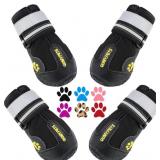 QUMY Dog Boots Waterproof Shoes for Dogs with Refl
