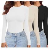 Ekouaer Womens 3 Pack Long Sleeve Shirts Crew Neck