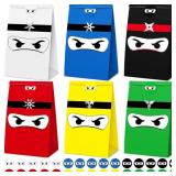 30 Pcs Ninja Gift Bags with Stickers Ninja Goody G