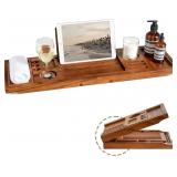 $102 Teak Bathtub Tray | Adjustable Width Tray wit