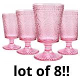 $161 Pink Wine Glasses Set of 4-12 OZ Colored Glas