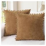 CaliTime Throw Pillow Cases Pack of 2 Cozy Solid D