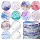 20 Pcs Marble Compact Mirrors Bulk 2.75 Inch Round