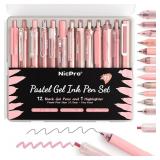 Nicpro 13PCS Pastel Gel Ink Pen Set with Case, Cut