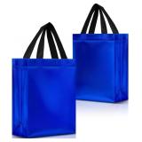 12 Blue Gift Bags Set, Non-woven Reusable Shiny Sm