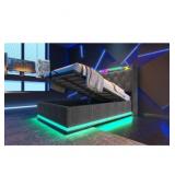 $765 Twin Size Upholstered Bed, 360 Surround Led F