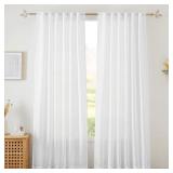 RYB HOME White Sheer Curtains - Bedroom Window Tre