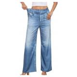 Wide Leg Jeans for Women Trendy Terry Look Like De