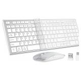 Wireless Keyboard Mouse Combo, Ergonomic Silent Qu