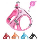 XXS Pink Soft Mesh Dog Harness and Leash Set,No Es