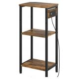 Tall End Table with Charging Station, 3 Tier Narro