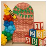 VitalCozy 7.2ft Sesame Arch Backdrop Cover Red Bri