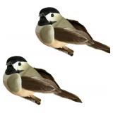 LWINGFLYER Artificial Chickadee Bird Set of 2 Foam
