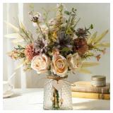 Silk Flowers with Vase, Artificial Rose Flowers Ar