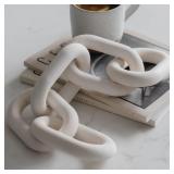 Wood Chain Link Decor - White Wooden Decorative Ob