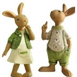 KiaoTime Set of 2 Vintage Rustic Country Bunnies F