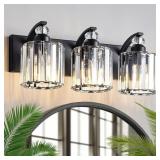 3-Light Black Bathroom Light Fixture Modern Vanity