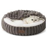 Cat Bed with Hooded Blanket, Round Fluffy Anti-Anx