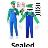 Super Plumber Cosplay Costume Mari Luigi Bodysuit