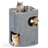 Double-Layer Felt Cube Cat House Condos, Gray