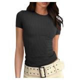 NaRHbrg Women's 2025 Summer Short Sleeve Tops Crew