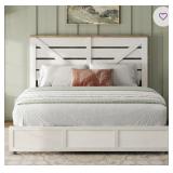 $530 Large platform bed with barn door Revan Farmh
