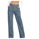 Dokotoo Womens High Waist Embroidered Rose Destroy