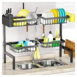 SNSLXH 4 Baskets 2-Tier Over The Sink Dish Drying