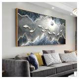 $168 Solid wood frame abstract Wall Art The moon a