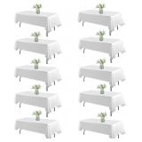 $124 WIGENIUS 10 Pack White Table Cloth Rectangle