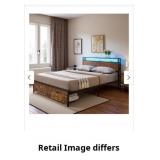 $369 King Size Bed Frame With Led Bookcase
