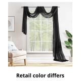 MIULEE Black Luxury Window Scarf Sheer Voile Elega