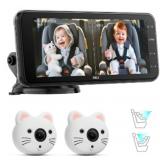 Baby Car Camera for 2 Kids   6.9  IPS Split-Screen