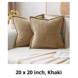 MIULEE Corduroy Pillow Covers with Splicing Set of