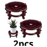 Geetery 2 Pcs 4 to 12 in Wooden Plant Stands Indoo