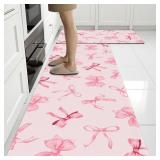 Rugs for Kitchen Floor, Anti Fatigue Pink Bow Mats