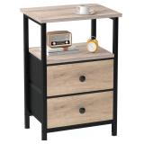 Night Stand, Bed Side Table with 2 Fabric Drawer f