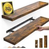 BAYKA Floating Shelves Set of 2, 22.5' Rustic Wood