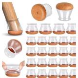 24 Pcs Chair Leg Floor Protectors, Black Silicone