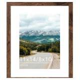11x14 Picture Frame with 8x10 Mat Deep Brown, Disp