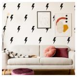 Large Black Vinyl Lighting Bolt Wall Decals, Peel
