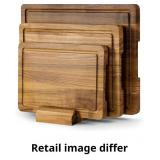 Teak Cutting Board Set for Kitchen - 3 PCS Solid T