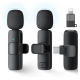 2 Pack Wireless Lavalier Microphone for iPhone,iPa