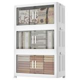 Storage Bins with Lid and Wheels, 3 Tier 105 QT Fo