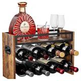 KLM 3-Tier Wood Wine Rack, Holds 12 Bottles, Brown