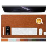 Distressed Leather Desk Mat - Non-Slip PU Desk Pad