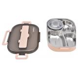 Bento Box, Stainless Steel Lunch Box,4 Grid Portab