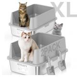 $148 2PACK Stainless Steel Litter Box, Metal Litte