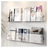 DuvinDD 2 Pack Acrylic Magazine File Holder Wall,